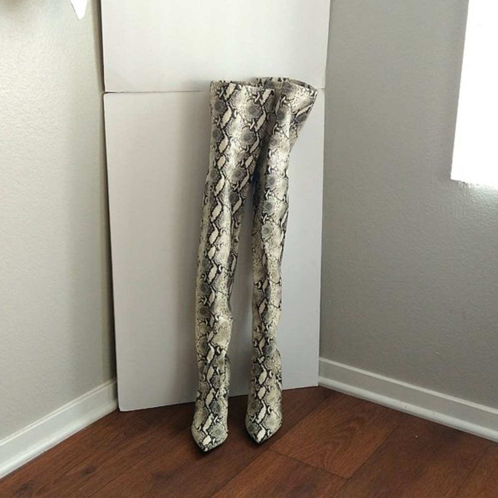 Steve Madden “Dominique” thigh high Snakeskin Print boots